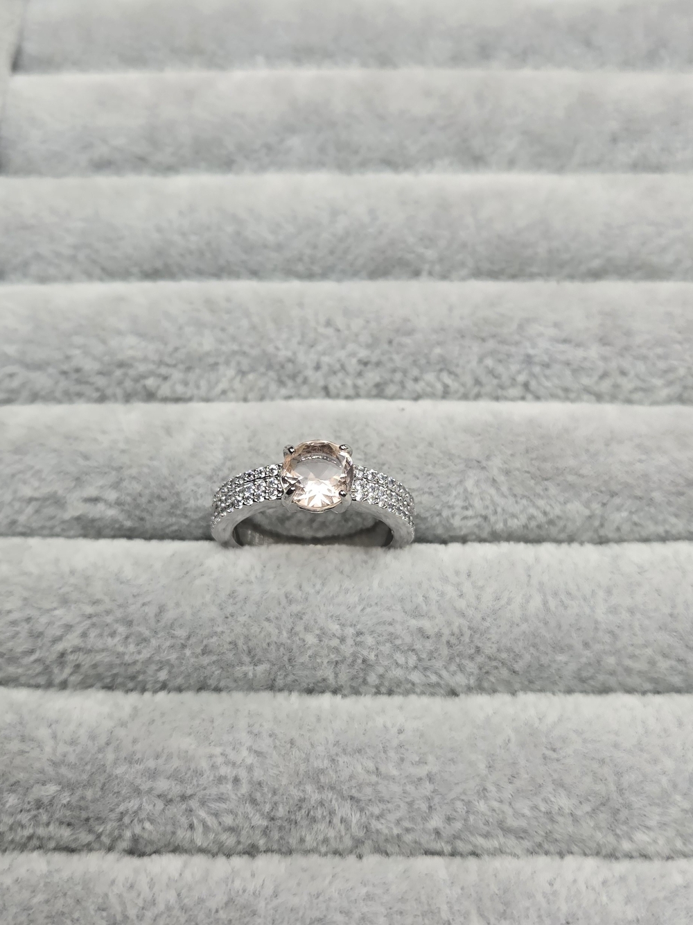 Size 6 Smokey Topaz Rhodium Plated Bomb Party Ring